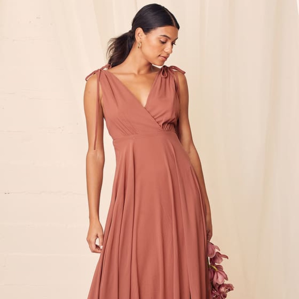 Small Rusty Rose Lulus Dance the Night Away Backless Maxi Dress